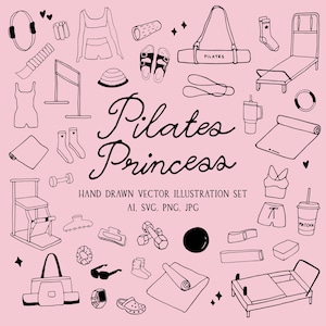 Set d'illustrations vectorielles dessinées à la main - Princesse Pilates