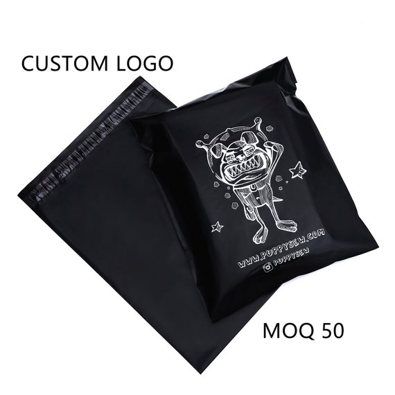 50 500 Custom Black Poly Mailers Bag Custom Versandtasche mit einfarbigem Logo Custom Glossy Black Porto Bag Etsy