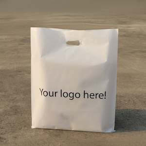 Shopping bag in plastica bianca personalizzata ， Borsa boutique personalizzata, Borsa per vestiti di alta qualità con il tuo logo ， Borsa tote in plastica con il tuo logo
