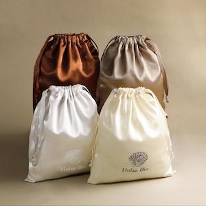 Customized High Quality 100pcs Satin storage bag, dust bag，drawstring bag,  Dolls, aromatherapy, candles, wigs, gifts, essential oils bags