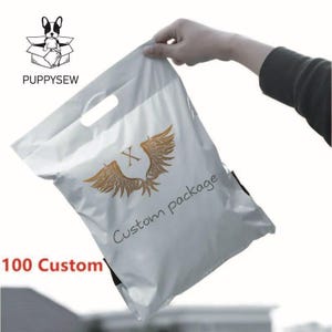 Custom White Glossy Poly Mailers with Handle, Logo Shipping Bags