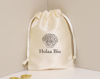 Bolsa de satén con cordón personalizada, embalaje para joyas, bolsa antipolvo, 50 unidades