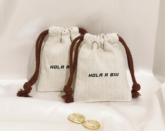 100 Custom Cotton Drawstring Jewelry Bags: Personalized Logo Packaging