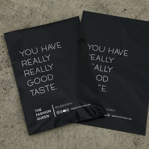50-500 buste postali nere personalizzate, busta di spedizione personalizzata con logo a un colore, busta postale nera lucida personalizzata