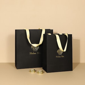 Customized Black Paper gift Bag, Personalized High Quality Eco-Friendly Bag, Jewelry Shopping Bag, Luxury, texture, Wedding birthday etc