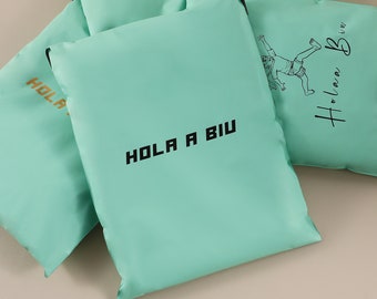 50-500 Custom Mint Green Poly Mailers Bag, Custom Shipping Bag With One Color Logo, Custom Matte Postage Bag