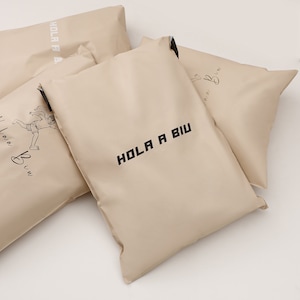 50-500 Custom cream beige biodegradable Poly Mailers Bag, Custom Shipping Bag With One Color Logo, Custom Matte Postage Bag