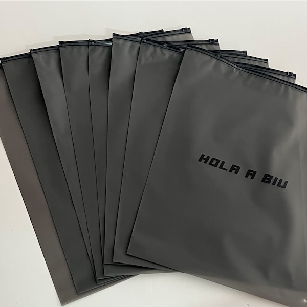 Custom high quality black matte zipper bag for packing clothes