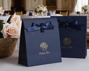 Sacs cadeaux en papier personnalisés avec ruban, emballage avec logo personnalisé