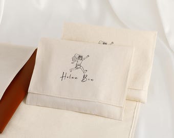100pcs-Custom Printed Cotton Pouch with Envelope Flap