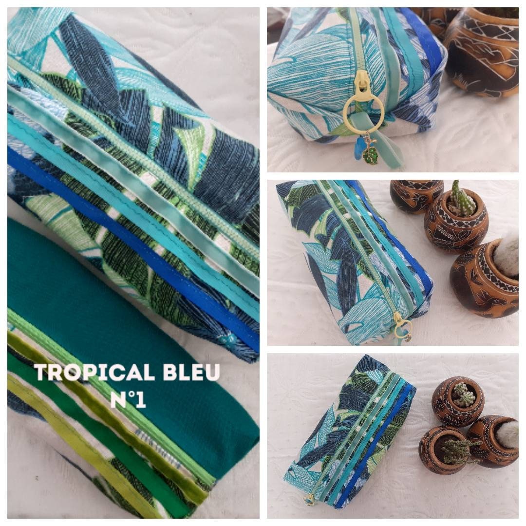 Très Grande Trousse Scolaire ou Bureau 30 cm Originale en Tissus Upcyclés