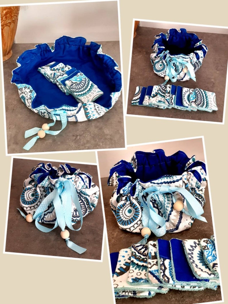 Large purse 45cm and its wipes in recycled textiles.