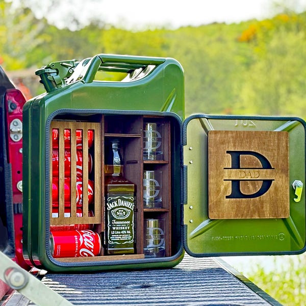 Gepersonaliseerde jerrycan-minibar, whiskycadeauset, handgemaakt in Ierland