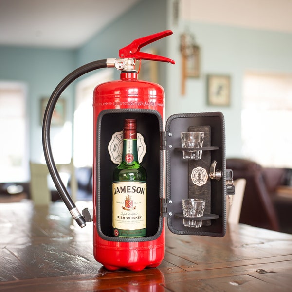 Personalized Fire Extinguisher Mini Bar, Firefighter Gift