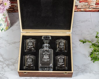 Geschenke für Papa - Geburtstagsgeschenk - Barware-Set - Personalisiertes Whisky-Dekanter-Set - Geschenk für Freund - Trauzeugen - Weihnachtsgeschenk