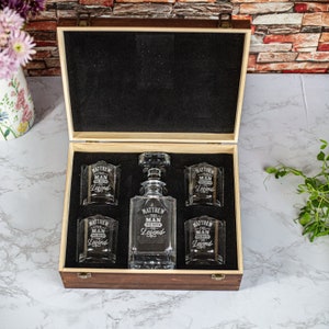 Gifts for Dad Birthday Gift Barware Set Personalized Whiskey Decanter Set Boyfriend Gift, Groomsmen Gifts Christmas Gift image 1