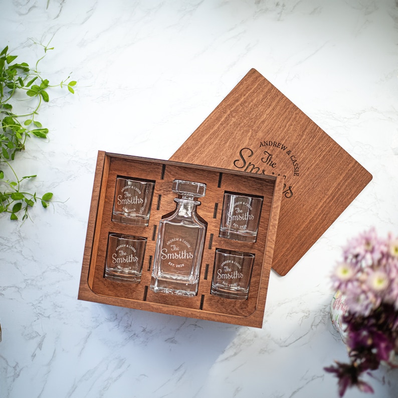 Personalized Whiskey Decanter Set The Perfect Gift For Him, Boyfriend Gift or Wedding Gift Fathers Day image 2