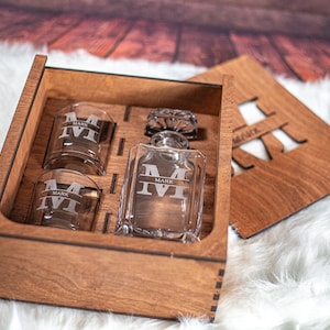 Personalized Whiskey Decanter Set: Engraved Glass with Optional Wood Box
