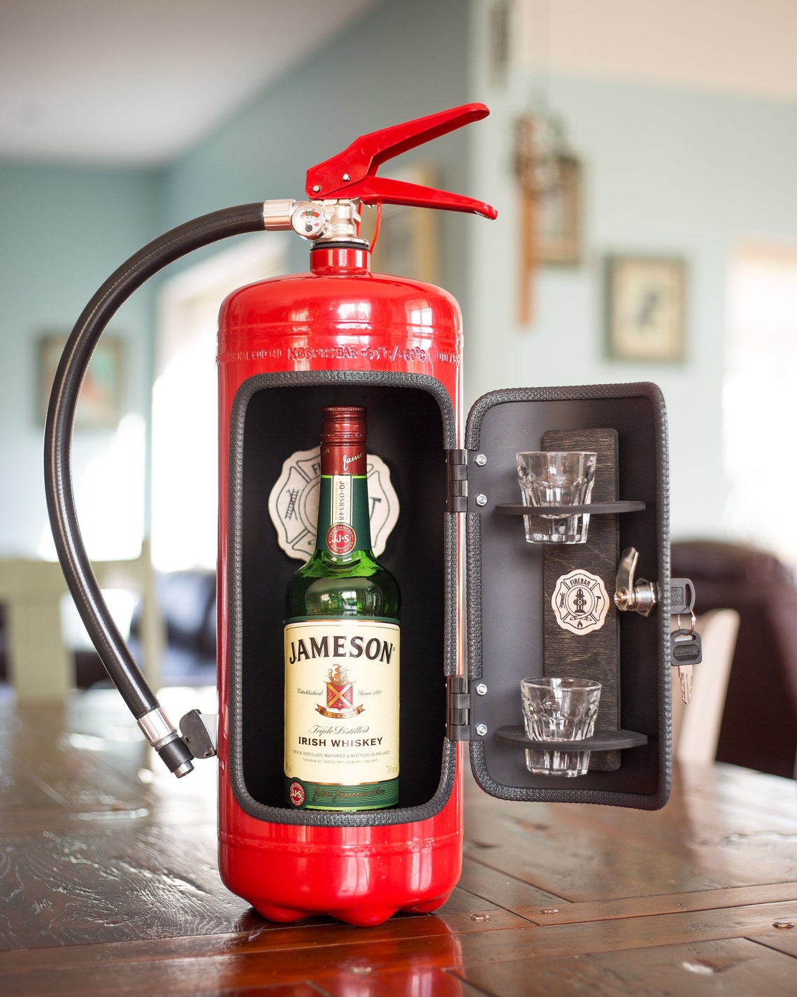 Fire Extinguisher Mini Bar Firefighter Gift Personalised Etsy