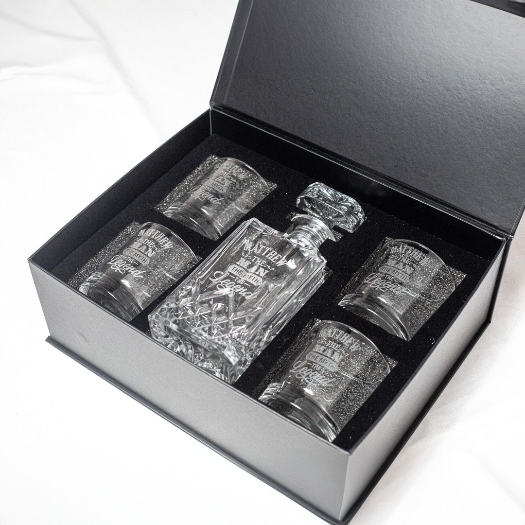 Engraved Whiskey Decanter Gift Set, Personalized Barware, Gift Box - Etsy