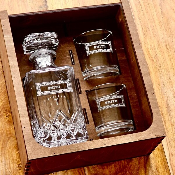 Cadeaux pour papa - Cadeau d'anniversaire - Ensemble de vaisselle - Ensemble personnalisé de carafes à whisky - Cadeau pour petit ami, Cadeaux pour garçons d'honneur - Cadeau de Noël