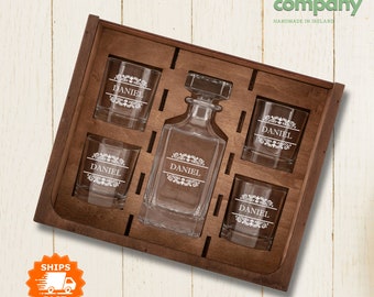 Gift for Men - Groomsmen Gift – Personalized Whiskey Decanter Set – A Personalized Gift, great for Groomsmen Gifts