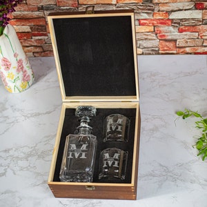 Engraved Whiskey Decanter Gift Set, Personalized Bourbon Gift