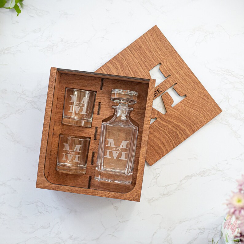 Personalized Whiskey Decanter Set The Perfect Gift For Him, Boyfriend Gift or Wedding Gift Fathers Day image 1