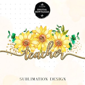 Diseño de sublimación de las camisas del profesor, leopardo de sublimación de girasol, archivos PNG brillantes para camisas, camisas de maestro populares PNG, descarga digital