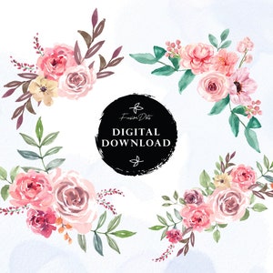 Aquarell Floral Clipart, Original Aquarell, Cricut Downloads, Aquarell Blumen, Aquarell Blumenstrauß, sofortiger Download