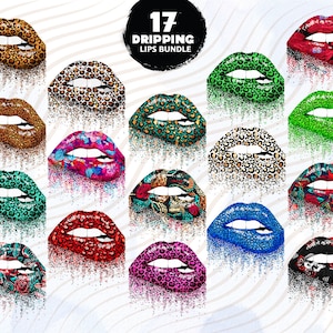 17 Dripping Lips Clipart Bundle, Dripping Lips Sublimation, Lips PNG, Handmade PNG, Sublimation Designs, Cricut, Free Commercial Use