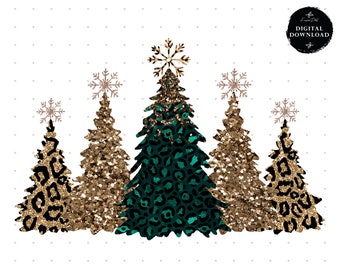 Leopard Christmas Tree PNG, Sublimation Design (Digital Download)