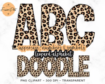 Leopard Doodle Alphabet PNG Clipart, Animal Print Font (Digital Download)