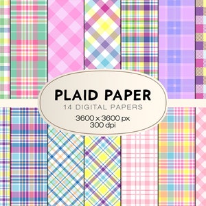 Colorful Plaid Digital Paper Bundle - Digital Buffalo Plaid Paper - Papiers numériques, papier scrapbook imprimable, papier Plaid, Téléchargement numérique