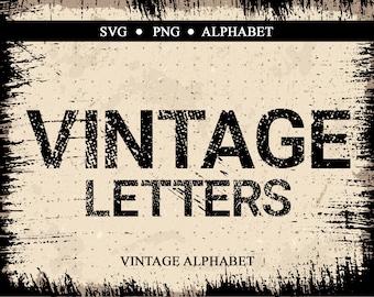 Vintage alfabeto SVG, alfabeto Vintage vector cortar archivos angustiado fuente fuente digital Svg Grunge fuente Descargar fuentes svg