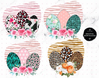 4 Easter Bunny Eggs Sublimation Design Bundle, Easter Clipart, Easter png Sublimation, Easter PNG, Png File, Digital DOWNLOAD Commercial Use