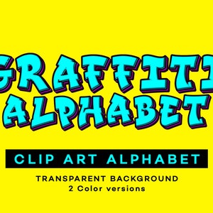 2 Colors Graffiti Alphabet Clip Art Letters Graffiti Digital Clipart