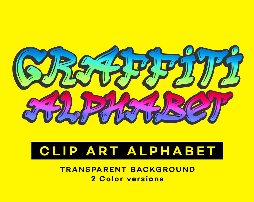 Graffiti Alphabet Clip Art Letters Graffiti Digital Clipart 2 Colors - Etsy