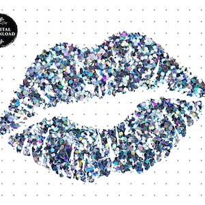 Lip Clip Art Png, Blue Sparkling Glitter Lips Clipart, Png Lips Clipart, Printable sparkling lips clipart, Sublimation PNG  Digital Download