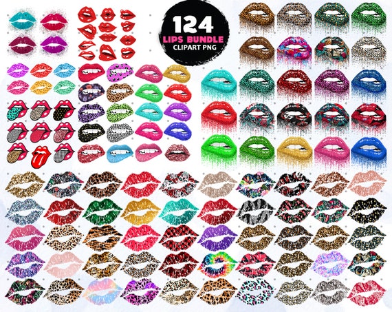124 Lips Clipart Bundle, All Shop Lips Sublimation PNG, Lips PNG, Sublimation Designs Tshirt, Clipart PNG, Commercial Use, Digital File