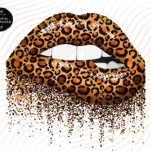 Leopard Dripping Lips Clipart Dripping Lip Bite Lips Sublimation Designs Cheetah Glitter Gold Sublimation Design Png Lips Digital Download