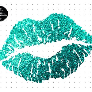 Turquoise Sparkling Lips Clipart, Png Lips Clipart, Lips Cricut Glitter Clipart, Glitter Print Design, Sublimation PNG File Digital Download
