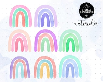 Rainbow Clipart Bundle Rainbows Pastel Digital Clip Art illustration Sublimation designs rainbow shirt design