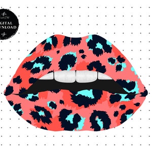 Leopard Lippen, Leopard Lippen Sublimation, Leopard Lippen Digitaler Download Png Druckbare funkelnde Lippen Clipart Sexy Lippen PNG Beißen Lippen Clipart
