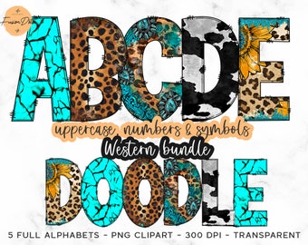 Farmhouse Doodle letters, Western Doodle Alphabet PNG, Country Sublimation Font, Country Doodle Sublimation Font PNG, Doodle letters bundle