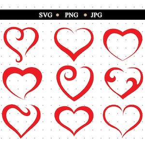 Heart Svg Bundle Cut File Silhouette Doodle Hearts Svg File Heart Svg Valentine Svg Heart shape Svg Love Svg