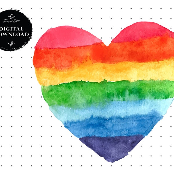 Heart Rainbow Clipart Clip art Heart Illustration Watercolor Rainbows Digital Sublimation Designs Rainbow Shirt Design Digital Download