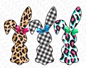 Easter Bunnies PNG, Leopard Print Bunny PNG, Easter PNG file, Spring Easter Bunny Leopard Print