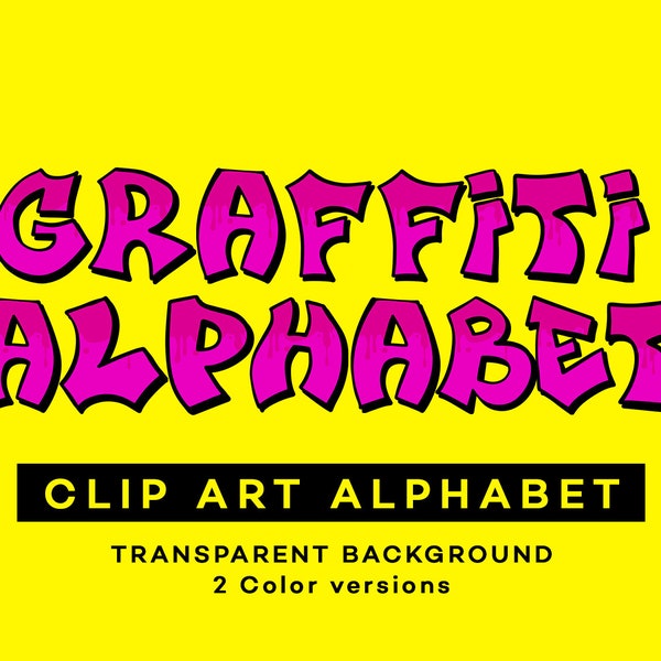 Graffiti Alphabet, Graffiti Clipart PNG -  Digital Download