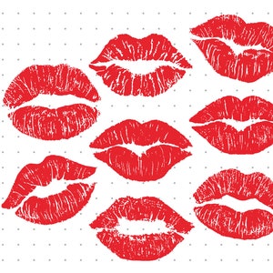Rote Lippen SVG geschnitten Datei Rote Lippen SVG Sofort Download Lippen Silhouette Rote Lippen Vinyl & Craft Cutting Datei Valentine SVG kiss